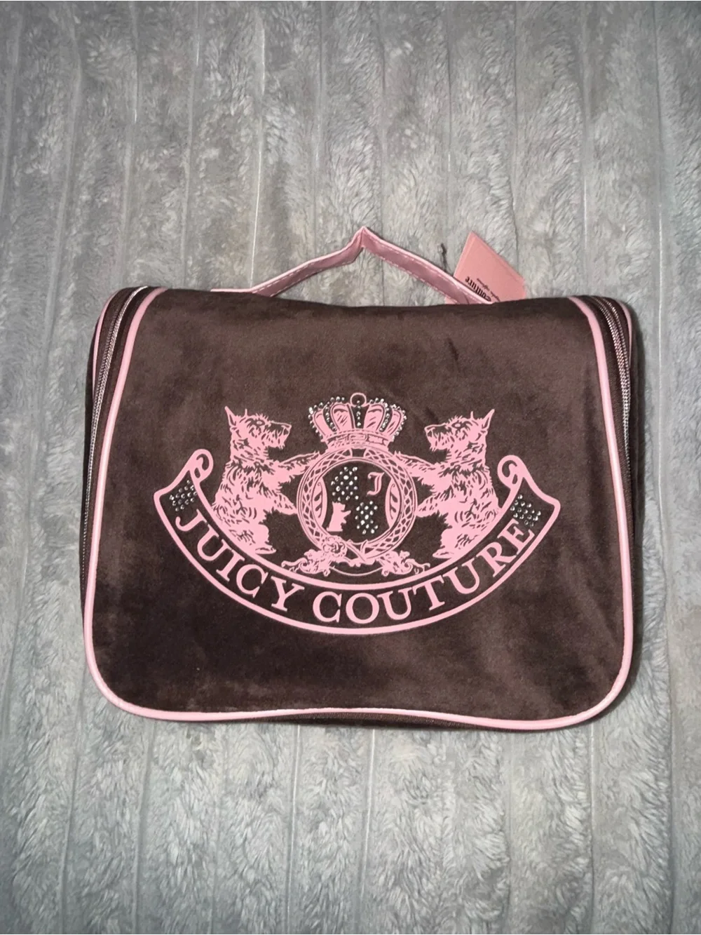 Juicy Couture Brown with Pink Velour Travel Pouch